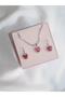 Royal Heart Choker Necklace and Earring Set - Silver Color