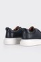 Navy blue 100% leather men's sports shoes - 3