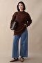 Embossed Striped Pattern Bitter Brown Knitwear Tunic - 4