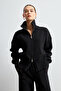 Women's Black Double Zipper Detailed Knitwear Set - 3