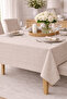 Checked Satin Tablecloth Stone Color 100% Cotton Without Napkin - 2
