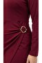 Women's Plus Size Long Sleeve Front Buckled Double Jersey Fabric Dress 5430-26 - 4