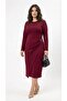 Women's Plus Size Long Sleeve Front Buckled Double Jersey Fabric Dress 5430-26 - 2