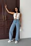 High Waist Blue Straight Fit Women's Jeans - 4