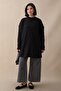 Embossed Striped Pattern Black Knitwear Tunic - 5