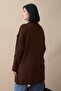 Embossed Striped Pattern Bitter Brown Knitwear Tunic - 2