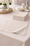 Checked Satin Tablecloth Stone Color with Napkins 100% Cotton |   Napkin 40X40 cm (4 Pieces) - 2