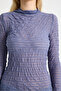 Women's Sheer Tulle Blouse – High Neck Long Sleeve Transparent Top - 2