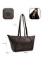 Coffee Color Shk277 Faux Leather Single Compartment Zippered Hand, Arm, and Shoulder Bag - 4
