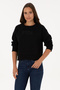 Kadın Siyah Bisiklet Yaka Basic Sweatshirt - 4