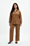 Crinkle Fabric Shirt Collar Buttoned Top and Bottom Set Suitable for Modest Wear 2XL 6XL
