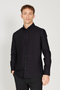Black Slim Fit Slim Fit Button down Collar Oxford 100% Cotton Shirt - 5