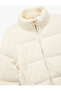 X Şahika Ercümen - Pocketed Hair Braid Textured Mock Neck Long Sleeve Zippered Short Puffer Coat - 5