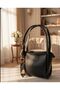 Black Minimalist Scarf Detailed Handbag - 2