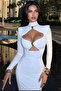 Abby Padded Shoulders Long Dress - White