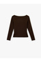 Cotton Slim Fit Wide Round Neck Long Sleeve T-Shirt - 4