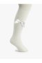 Textured Cotton Pantyhose with Bow Detail