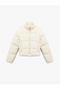 X Şahika Ercümen - Pocketed Hair Braid Textured Mock Neck Long Sleeve Zippered Short Puffer Coat - 3