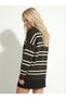 Women's Striped Buttoned Polo Neck Women's Knitwear Oversized Kalıp Loung Model Sweater 2323 - 3