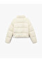 X Şahika Ercümen - Pocketed Hair Braid Textured Mock Neck Long Sleeve Zippered Short Puffer Coat - 4