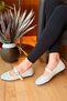 Women's Tweed Fabric Casual Shoes Stylish Buckle Comfortable Sole Casual Ballet Flats