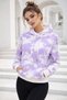 Women's Lilac White Cotton Tie-Dye Pattern Kangaroo Pocket Hooded Oversized Sweatshirt - 4