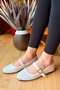 Women's Tweed Fabric Casual Shoes Stylish Buckle Comfortable Sole Casual Ballet Flats - 3