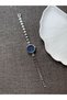 Retro Minimal Metal Cord Vintage Women's Wristwatch Navy Blue - 4