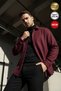 Men's Burgundy Cashmere Thick Soft Lumberjack Soft Textured Regular Old Money Culture Shirt Collar Jacket Cardigan - 3