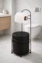 Wrought Iron Toilet Paper Holder with Stand and Trash Can, Metal Wc Holder, Black - 5
