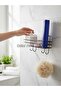 Adhesive 4-Hook Metal Black Bathroom Shelf Stylish Stainless Shampoo Holder - 4