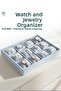 12 Compartment Velvet Watch and Bracelet Box - Jewelry Organizer - Ice Blue