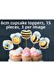 15Pcs Cute Honey Bee Themed Birthday Cake Toothpicks 6-7cm Cupcake Toothpicks - 2