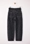 Siyah Dokulu Kumaş Yüksek Bel %100 Pamuk Barrel Jeans TWOSS26JE00057 - 7