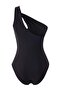 Siyah Tek Omuz Cut Out Detaylı Kaplı Regular Mayo TBESS26MA00004 - 6