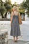 Strappy Gingham Patterned Summer Midi Length Women's Dress 1300 - 4