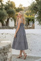 Strappy Gingham Patterned Summer Midi Length Women's Dress 1300 - 6