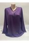 Comfortable Cut V-neck Pearl Stone Embroidered Mother's Combed Cotton Blouse - 3