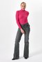 Fuchsia Corded Fabric Turtleneck Long Sleeve Blouse 2302 - 3