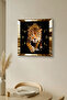 ساعة حائط ديكورية من خشب MDF بتصميم الفهد مع إطار ذهبي - 5