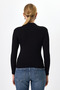 Black Long Sleeve Half Turtleneck Stitching Detail Women's Bodysuit 8225A - 5