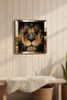 ساعة حائط ديكورية من MDF بإطار ذهبي وتصميم الأسد الأصفر - 4