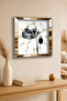 ساعة حائط مزخرفة من MDF ذات إطار ذهبي وتصميم زهور سوداء - 2