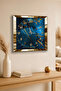 Gold Framed Golden Veined Leaves Themed Decorative Mdf Wall Clock - 2