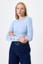 Blue Sleeve Ribbon Detailed Blouse 8232A - 6