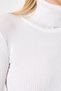 White Corded Fabric Turtleneck Long Sleeve Blouse 2302 - 4