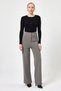 Black Front Buttoned Crew Neck Long Sleeve Corded Fabric Women's Bodysuit 8270A - 3