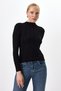 Black Long Sleeve Half Turtleneck Stitching Detail Women's Bodysuit 8225A - 2