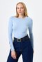 Blue Sleeve Ribbon Detailed Blouse 8232A