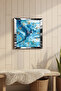 Silver Framed Blue Stream Themed Decorative Mdf Wall Clock - 4